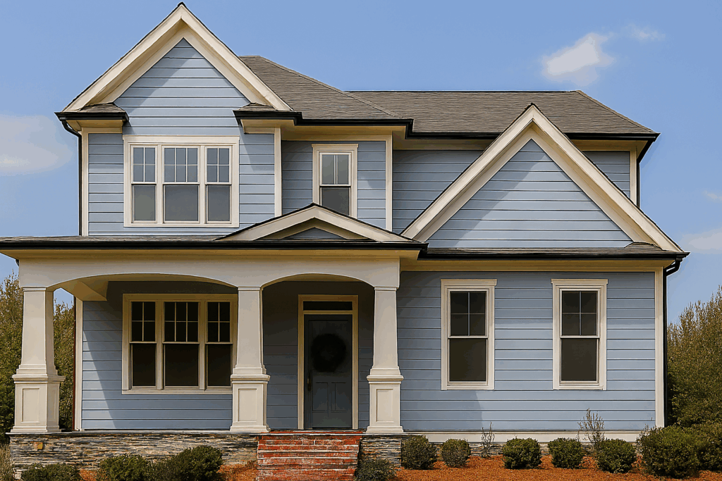 A Light and Grayish Blues color for for exterior painting kansas city home